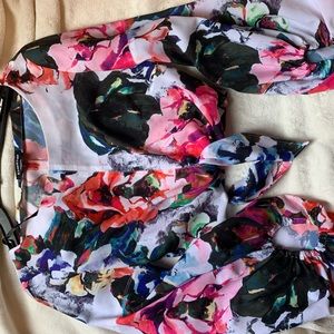 BEBE floral tie blouse